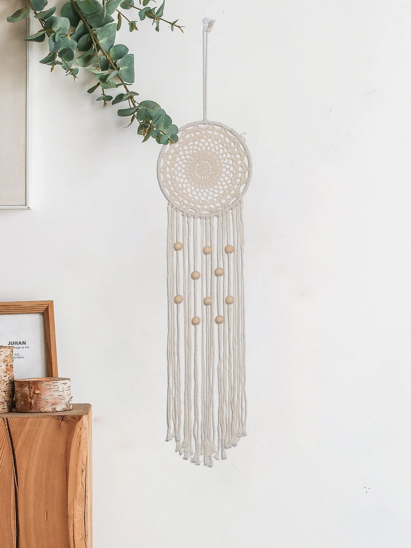 Boho Macrame Leaf Wall Hanging Tapestry Hand-made Jungle Macrame Green Tapestry Living Room Home Decor