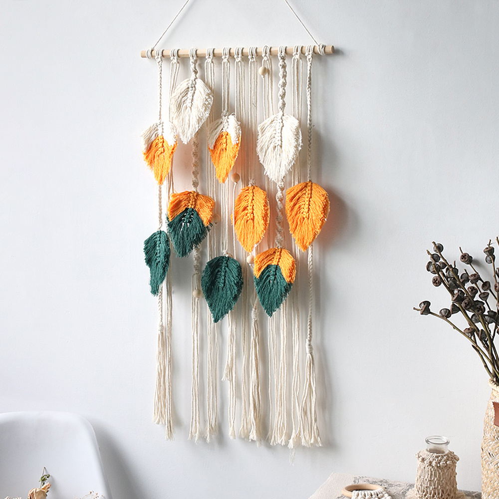 Boho Large Handmade Colourful Macrame Woven Wall Hanging Art Boho Chic Nursery Leaf Tapestry Girls Room Decor