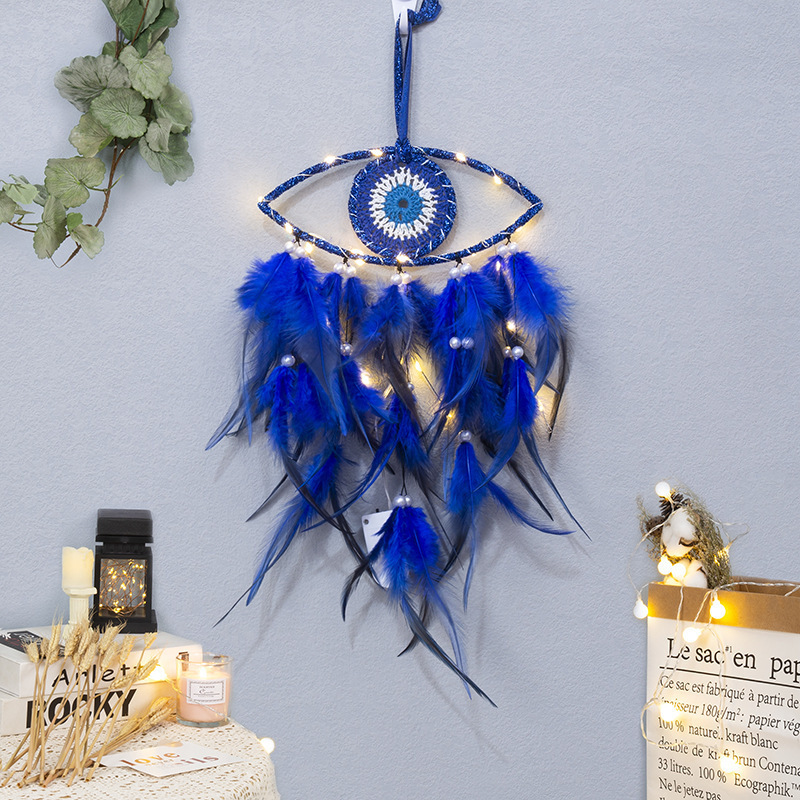 Boho Evil Eye Dream Catcher Feather Window Hanging Handmade Crystal Dreamcatcher Living Room Home Decor