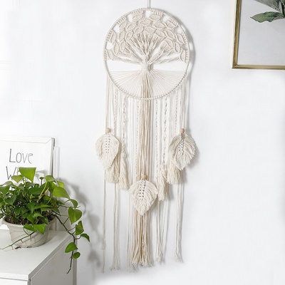 Nordic Natural Crafts Handmade Macrame Tree Of Life Dream Catcher Wall Hanging Girl Heart Baby Girls Living Room Decor