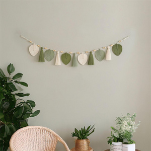 Boho Jungle Leaf Garland Handmade Macrame Wall Hanging Botanical Tapestry Greenery Decor Nursery Home Decor