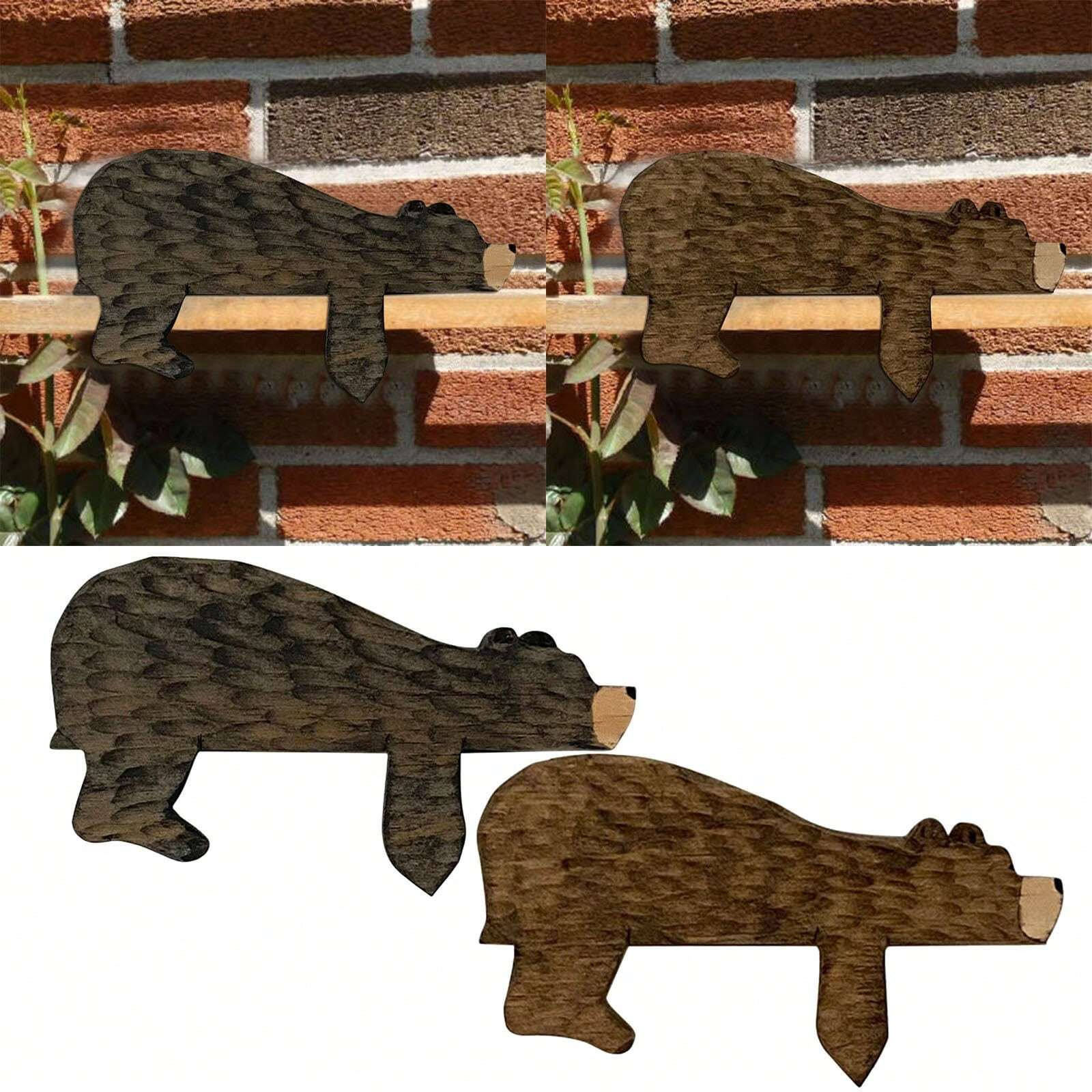 Boho Wooden Wilderness Sleeping Bear Wall Decor Forest Woodland Decor For Bedroom Nursery Room Shelf Room Door Decor