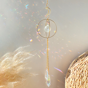 Boho Handmade Wall Art Metal Hanging Rainbow Maker Crystal Windchimes Car Sun Catcher Ornament Indoor Window Room Decor