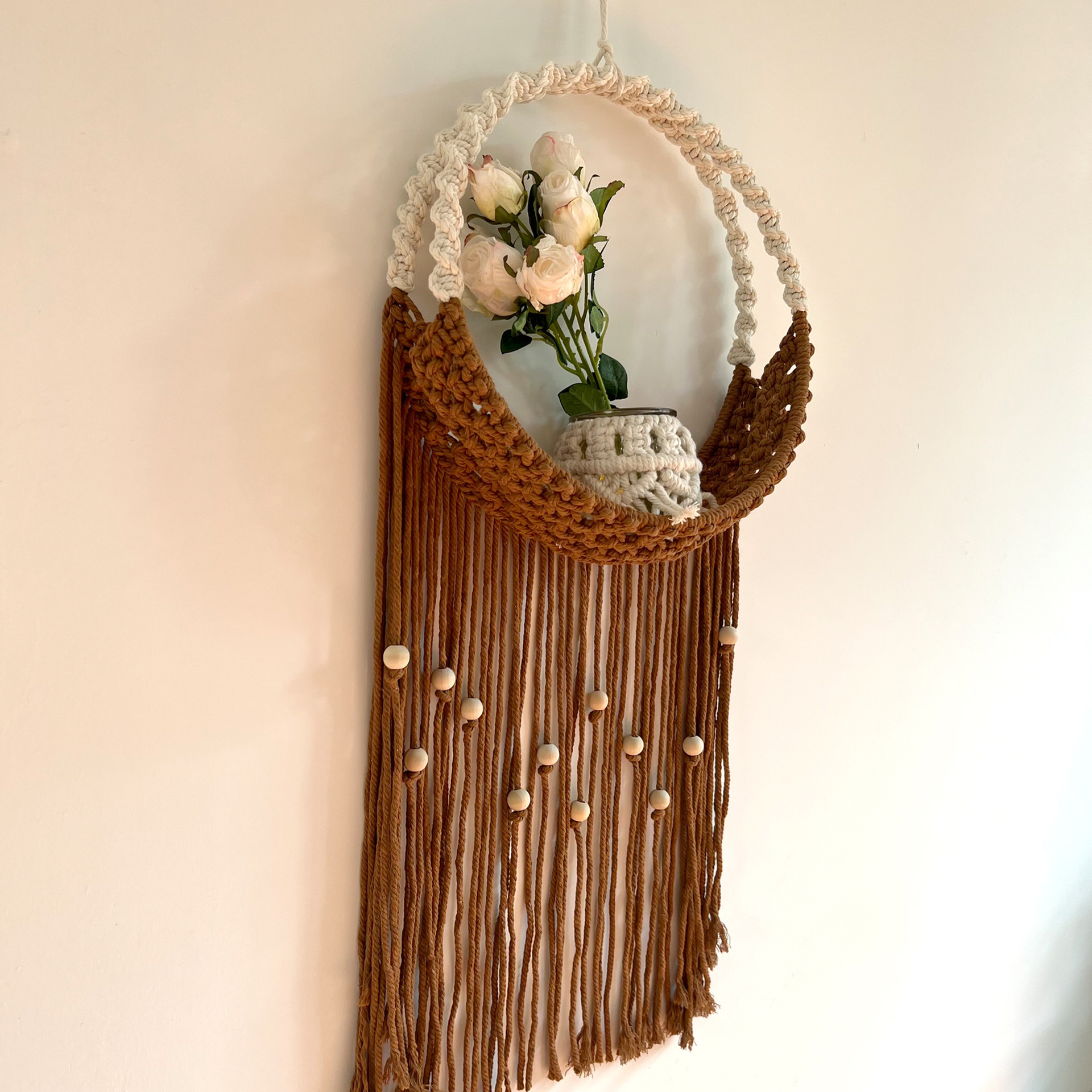 Boho Hand-woven Plant Storage Tapestry Plant Wall Decoration Flower Basket Tapestry Wall Hanging Home Decor