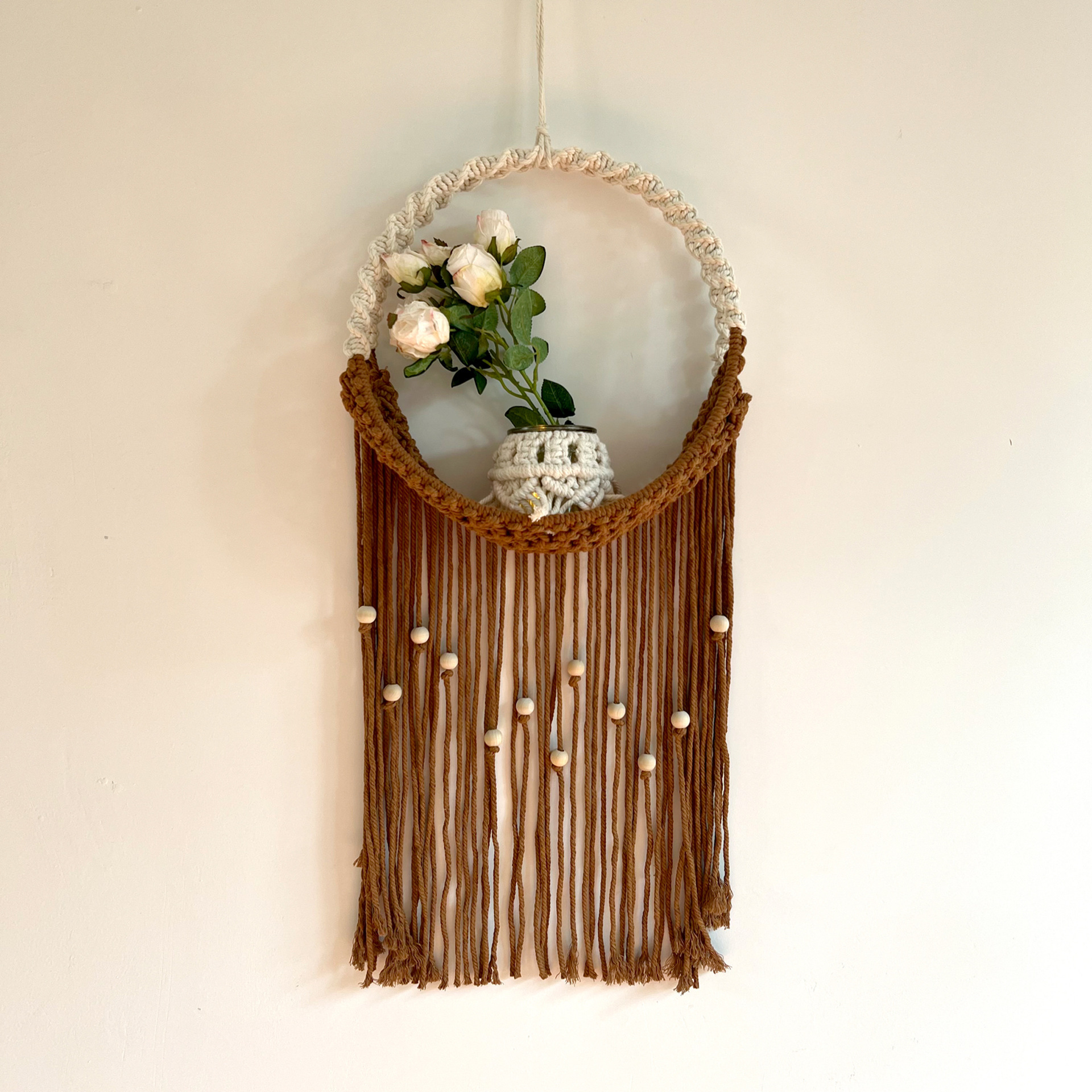 Boho Hand-woven Plant Storage Tapestry Plant Wall Decoration Flower Basket Tapestry Wall Hanging Home Decor