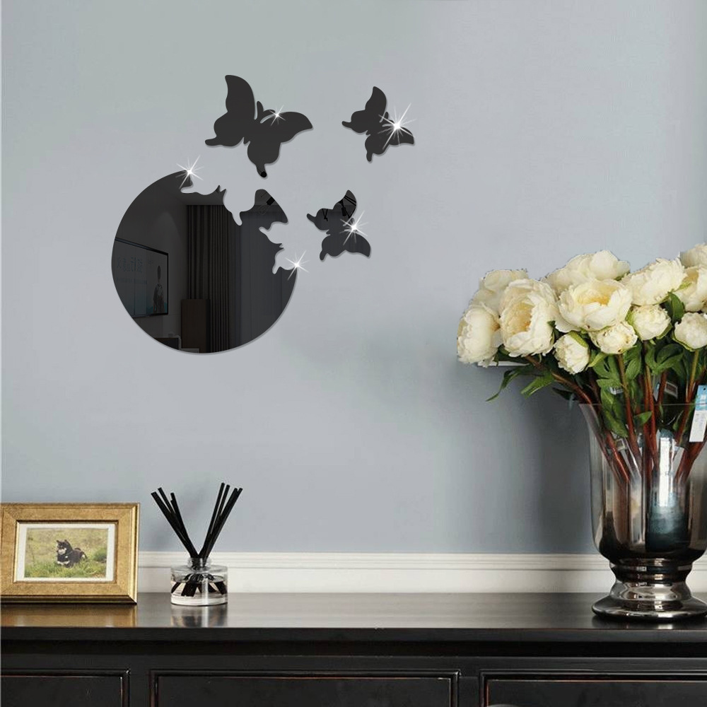 Modern Butterfly Acrylic Wall Mirror DIY Wall Stickers Self-Adhesive Mirror Sticker Living Room Wall Interior Decoration Mirrors