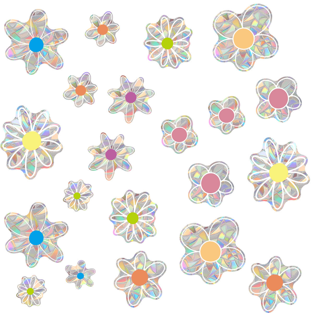 Flower Suncatcher Sticker Floral Window Decal Rainbow Maker Window Sticker PVC Collision Avoidance Room Home Decor