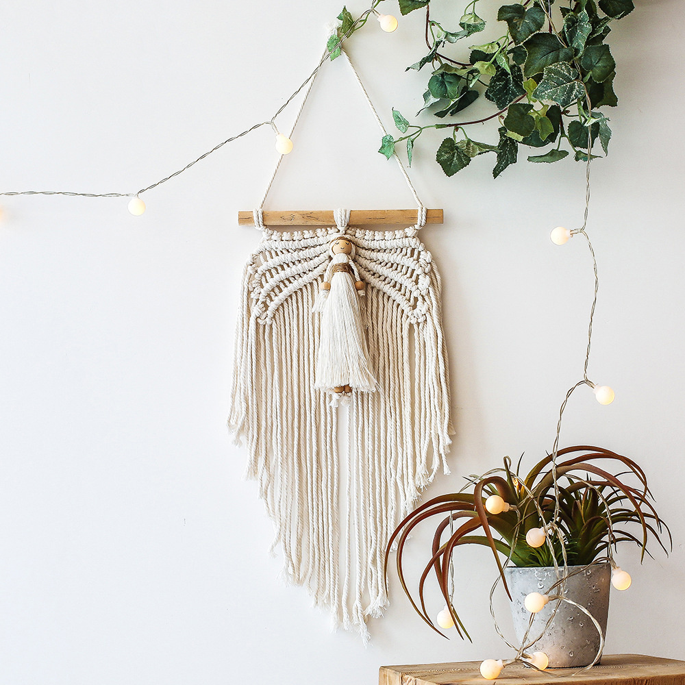 INS Boho Handmade Mini Macrame Woven Wall Hanging Angel Wings Dream Catcher Tapestry Hogar Home Accessories Decor