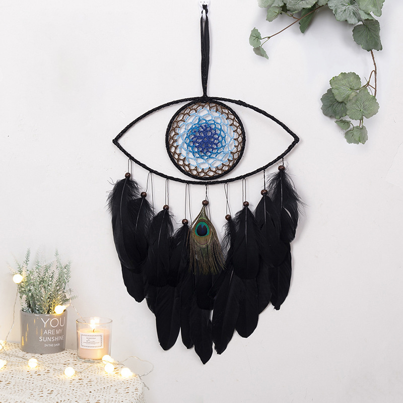 Boho Evil Eye Dream Catcher Feather Window Hanging Handmade Crystal Dreamcatcher Living Room Home Decor