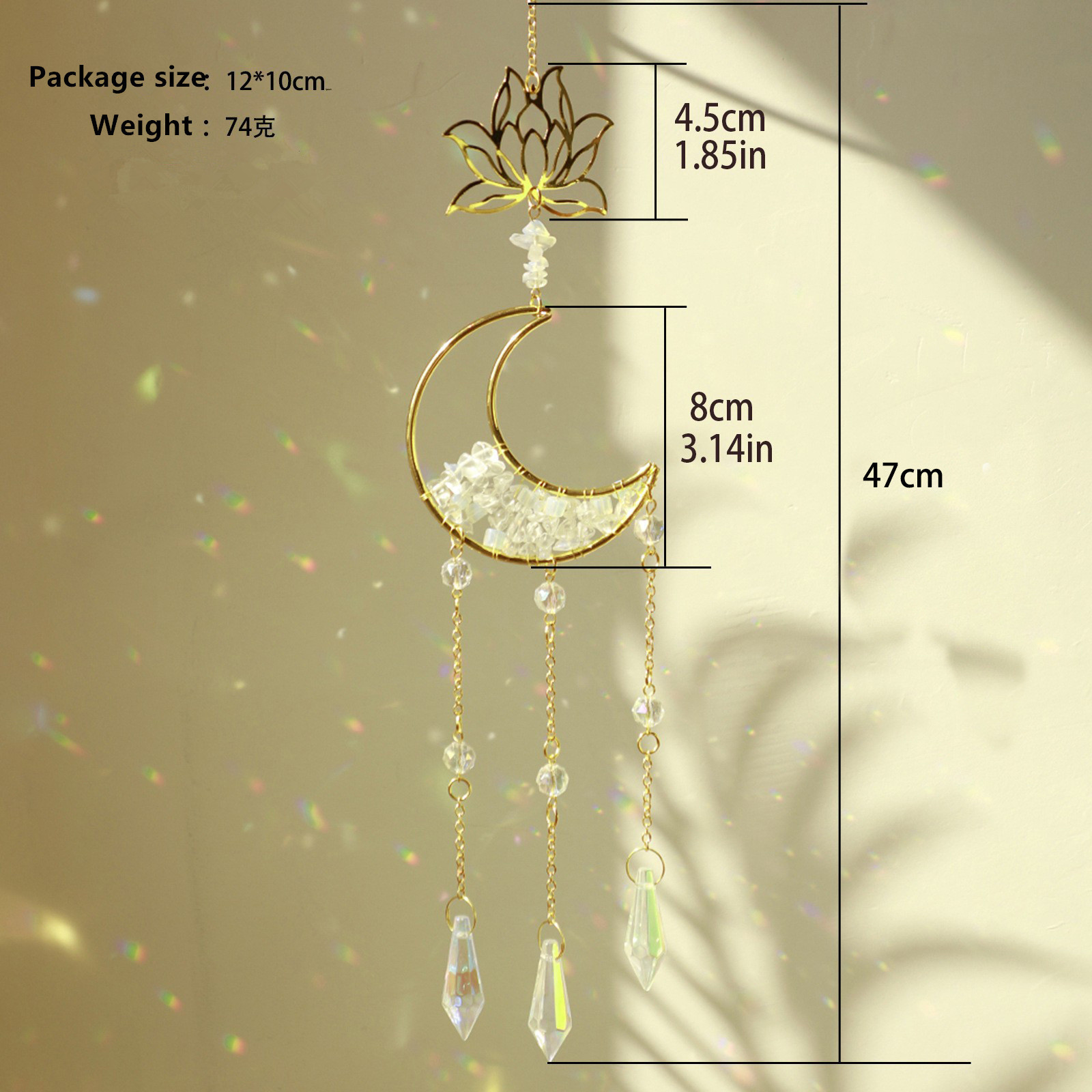 Lotus Moon Sun Catcher Crystal Pendant Simple Rainbow Maker Sun Catcher Supplies Home Bedroom Decoration