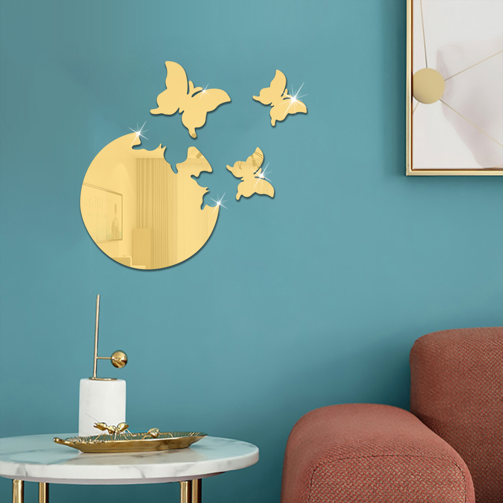 Modern Butterfly Acrylic Wall Mirror DIY Wall Stickers Self-Adhesive Mirror Sticker Living Room Wall Interior Decoration Mirrors