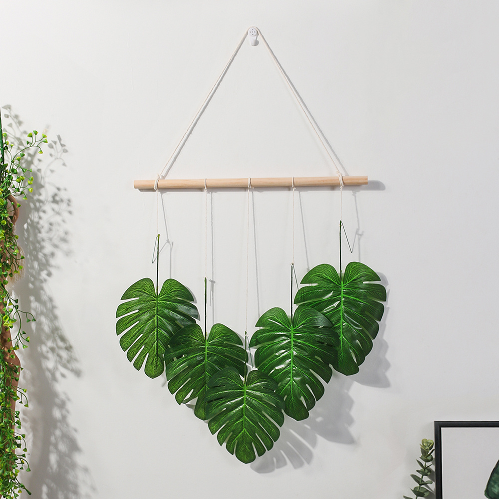 Artificial Turtle Leaf Decor Wall Hanging Green Hanging Plant Flower Wall Art Farmhouse Wall Decor Home Decoration