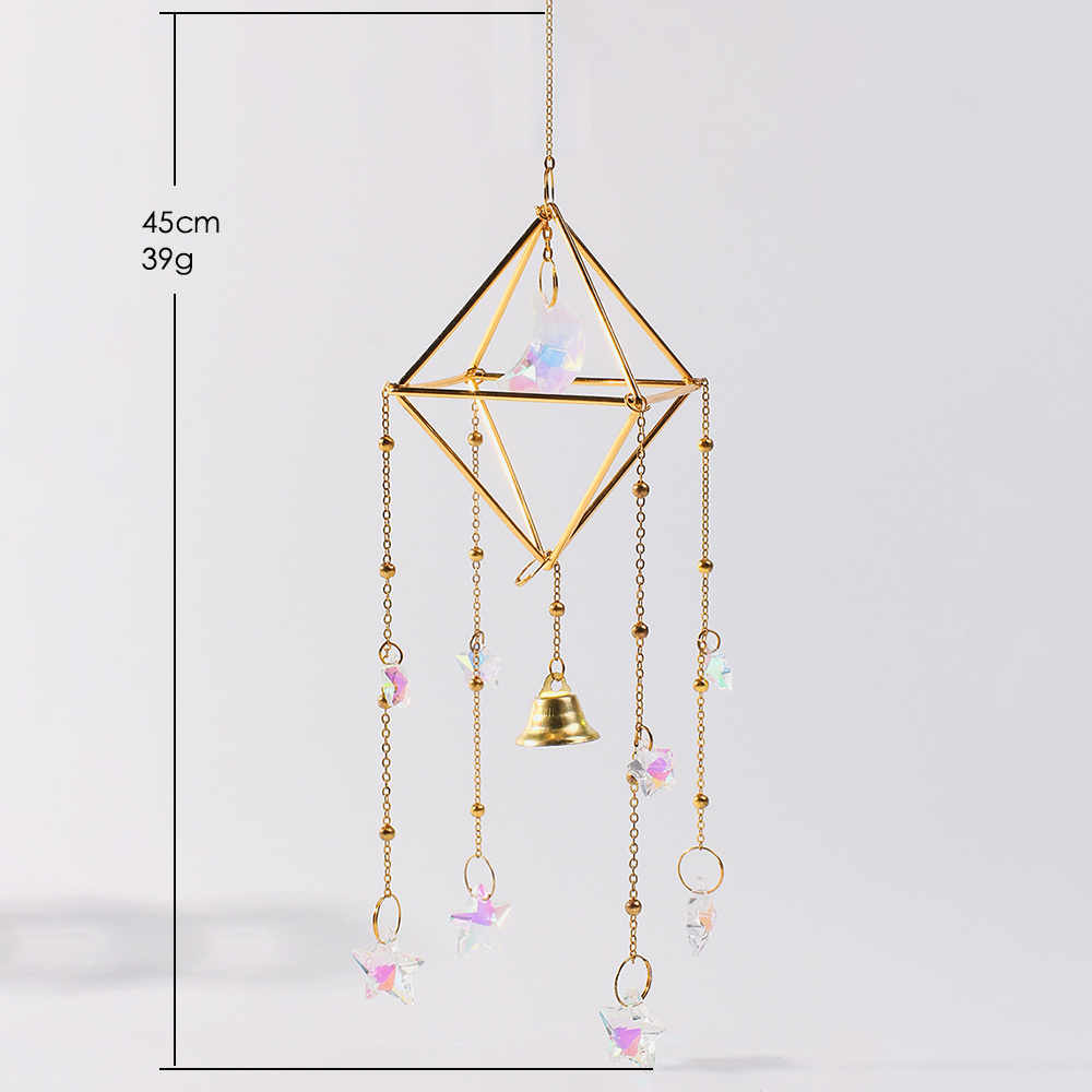 Door Bell Sun Catcher Metal Wall Art Wind Chimes Crystal Sun Catcher Rainbow Maker Prism Car Window Decor New Home Gift