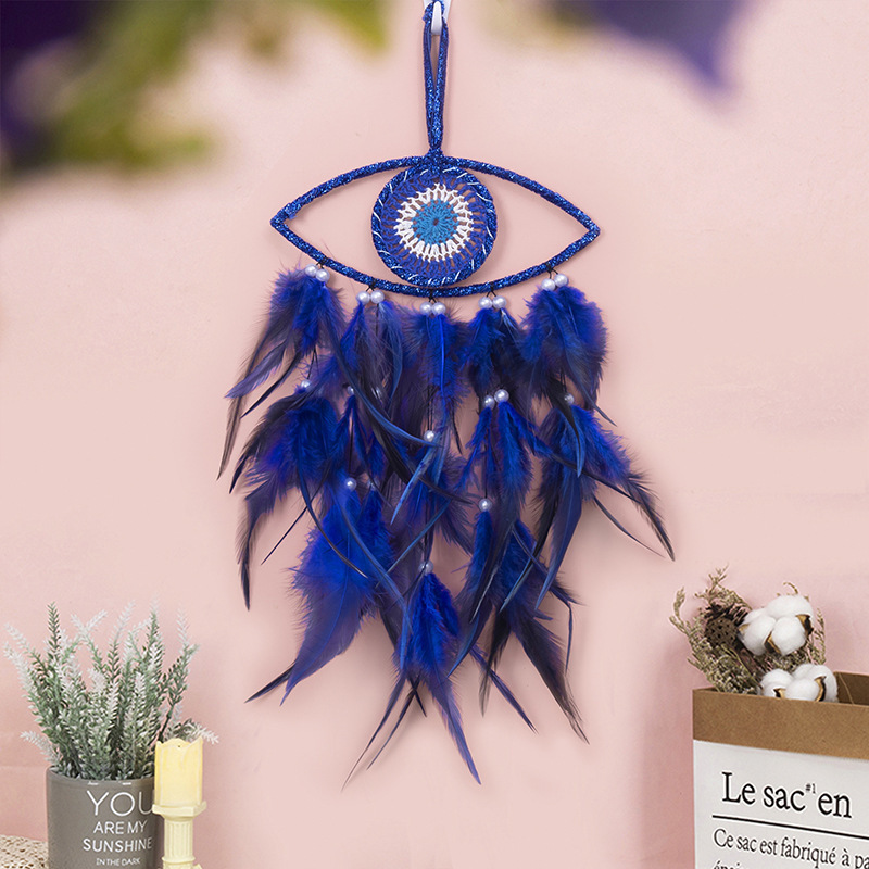 Boho Evil Eye Dream Catcher Feather Window Hanging Handmade Crystal Dreamcatcher Living Room Home Decor