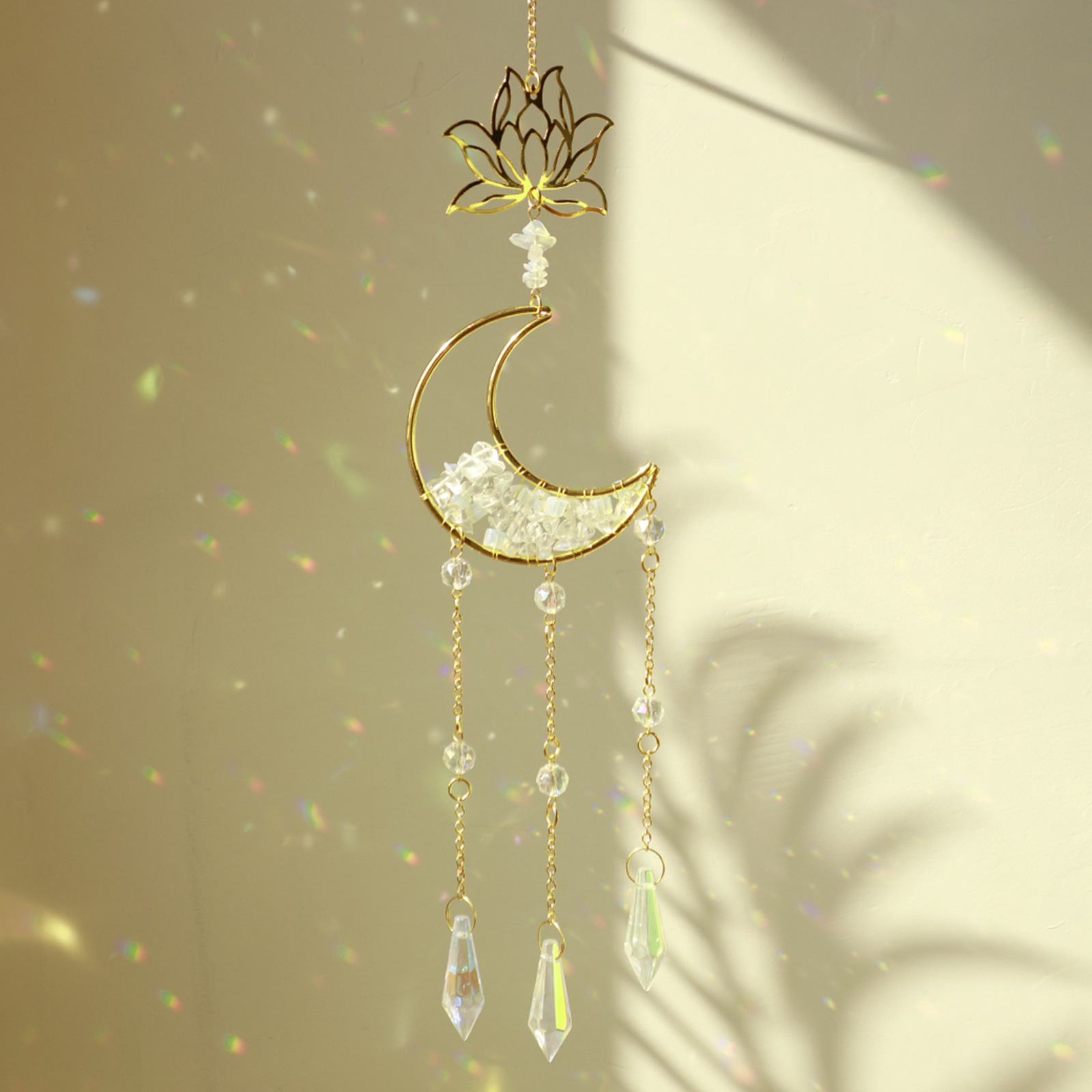 Lotus Moon Sun Catcher Crystal Pendant Simple Rainbow Maker Sun Catcher Supplies Home Bedroom Decoration