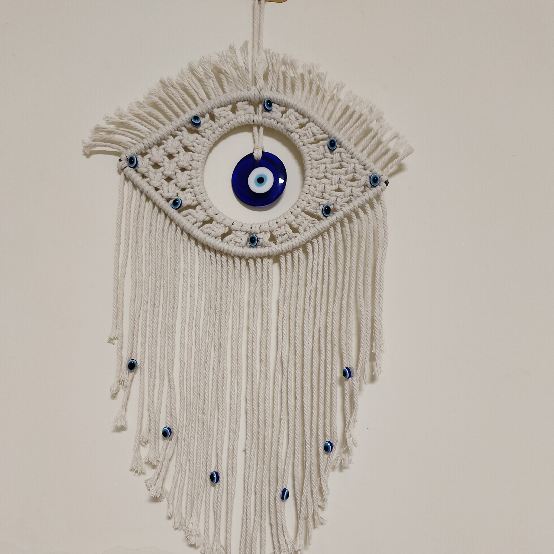 Boho Greek Evil Eye Dreamcatcher Macrame Wall Hanging Turkish Blue Eye Tapestry Ornament Wall Home Decor