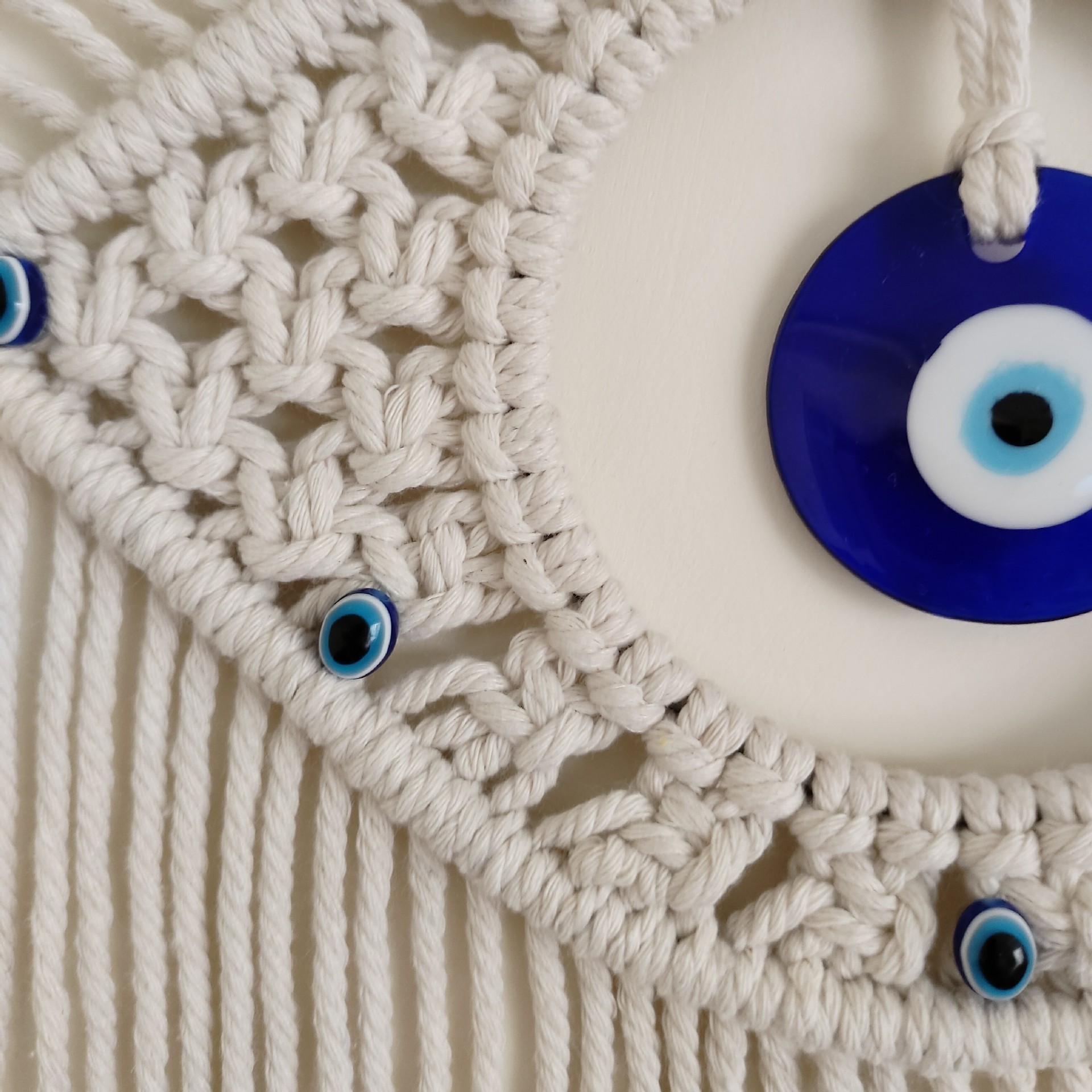 Boho Greek Evil Eye Dreamcatcher Macrame Wall Hanging Turkish Blue Eye Tapestry Ornament Wall Home Decor