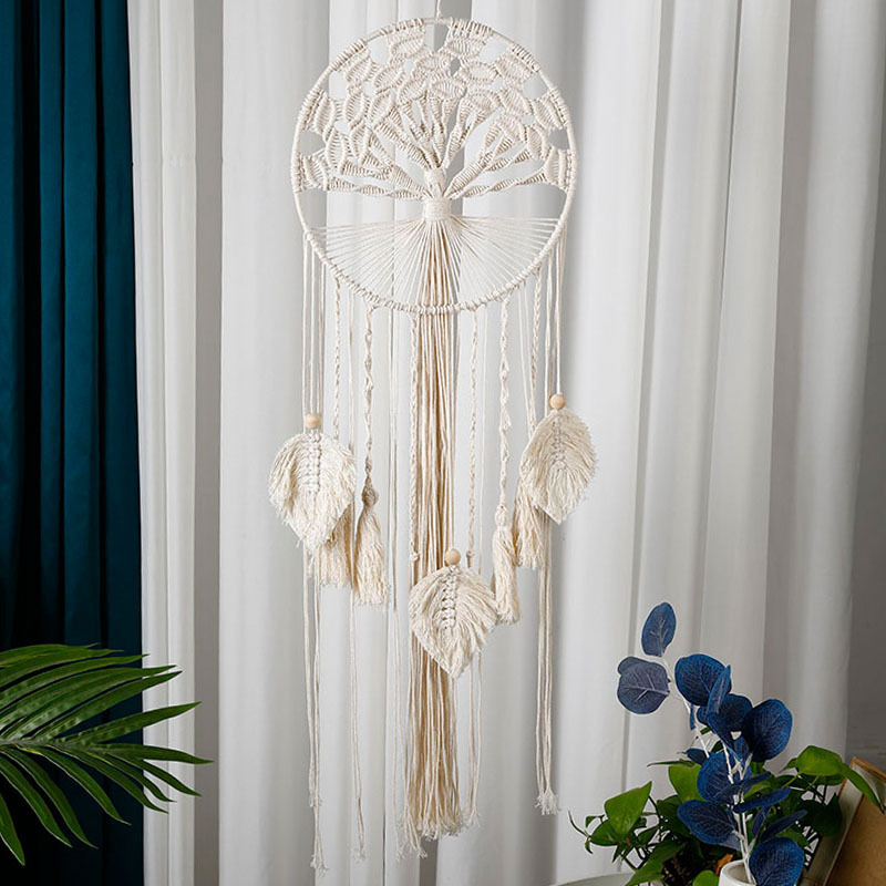 Nordic Natural Crafts Handmade Macrame Tree Of Life Dream Catcher Wall Hanging Girl Heart Baby Girls Living Room Decor