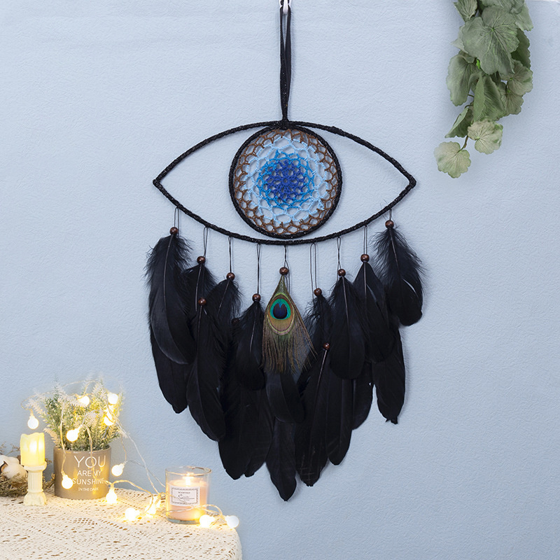 Boho Evil Eye Dream Catcher Feather Window Hanging Handmade Crystal Dreamcatcher Living Room Home Decor