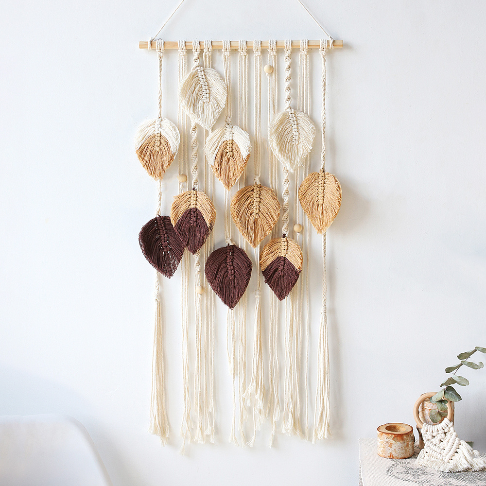 Boho Large Handmade Colourful Macrame Woven Wall Hanging Art Boho Chic Nursery Leaf Tapestry Girls Room Decor