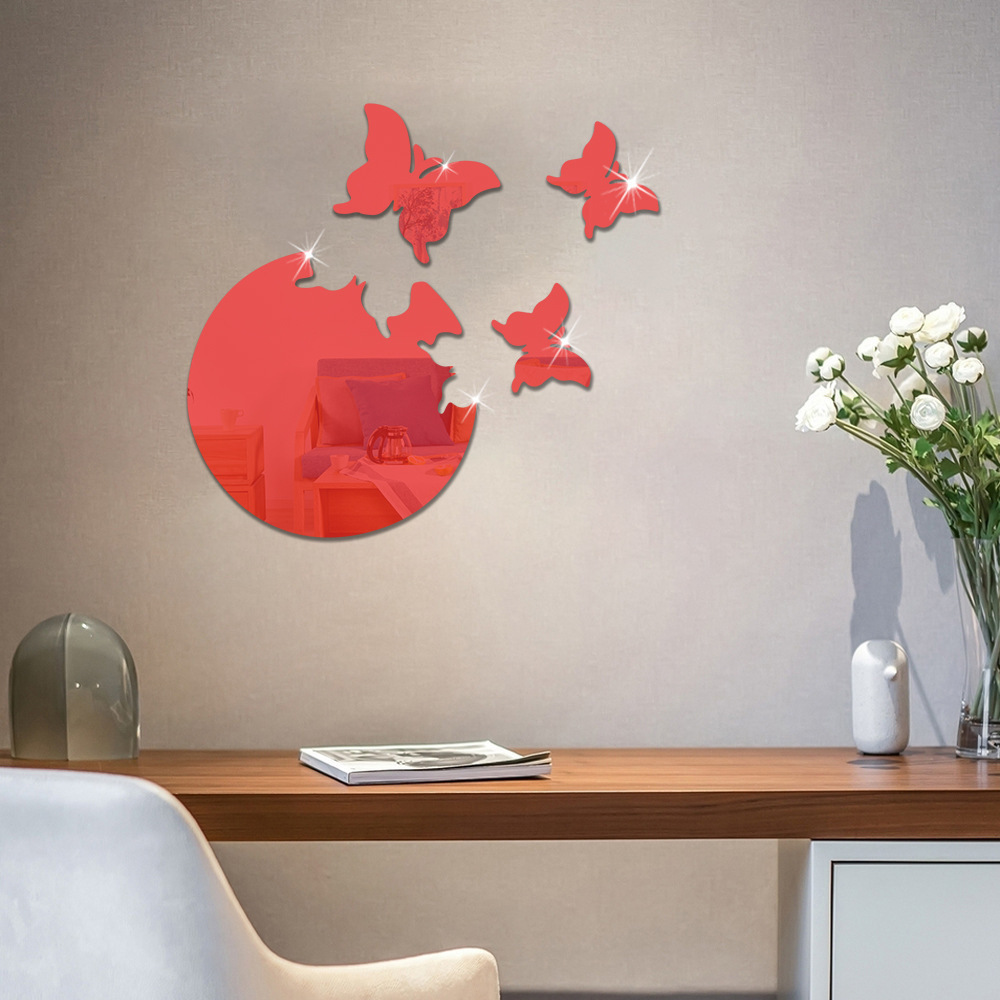 Modern Butterfly Acrylic Wall Mirror DIY Wall Stickers Self-Adhesive Mirror Sticker Living Room Wall Interior Decoration Mirrors