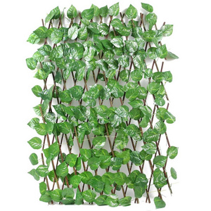 New design artificial expandable willow trellis fence artificial retractable fence for decorative plastic grass wall