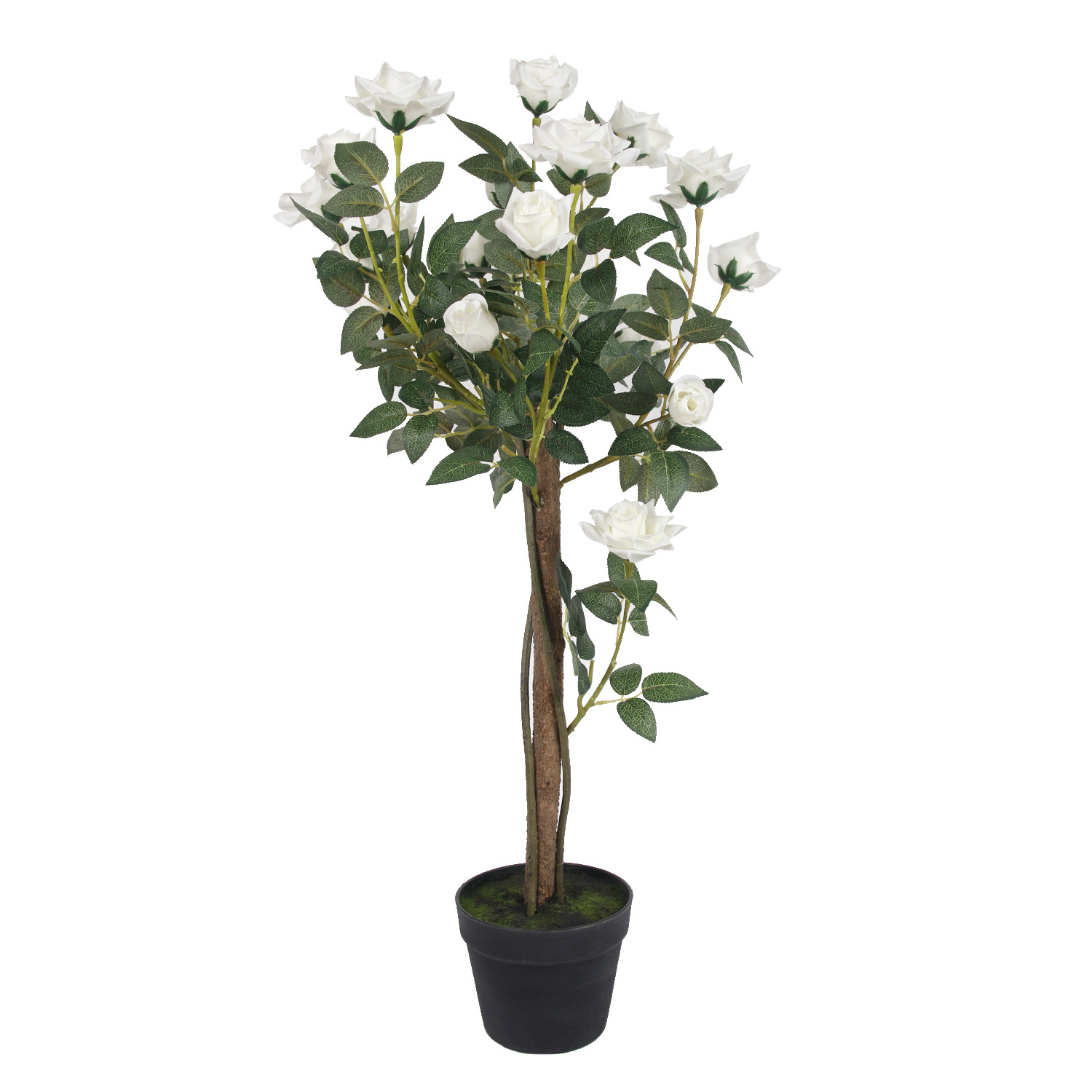 PZ-63-172 Plastic Bonsai Flower Camellia Green Plant Artificial Rose Tree With Pot for Home Decor