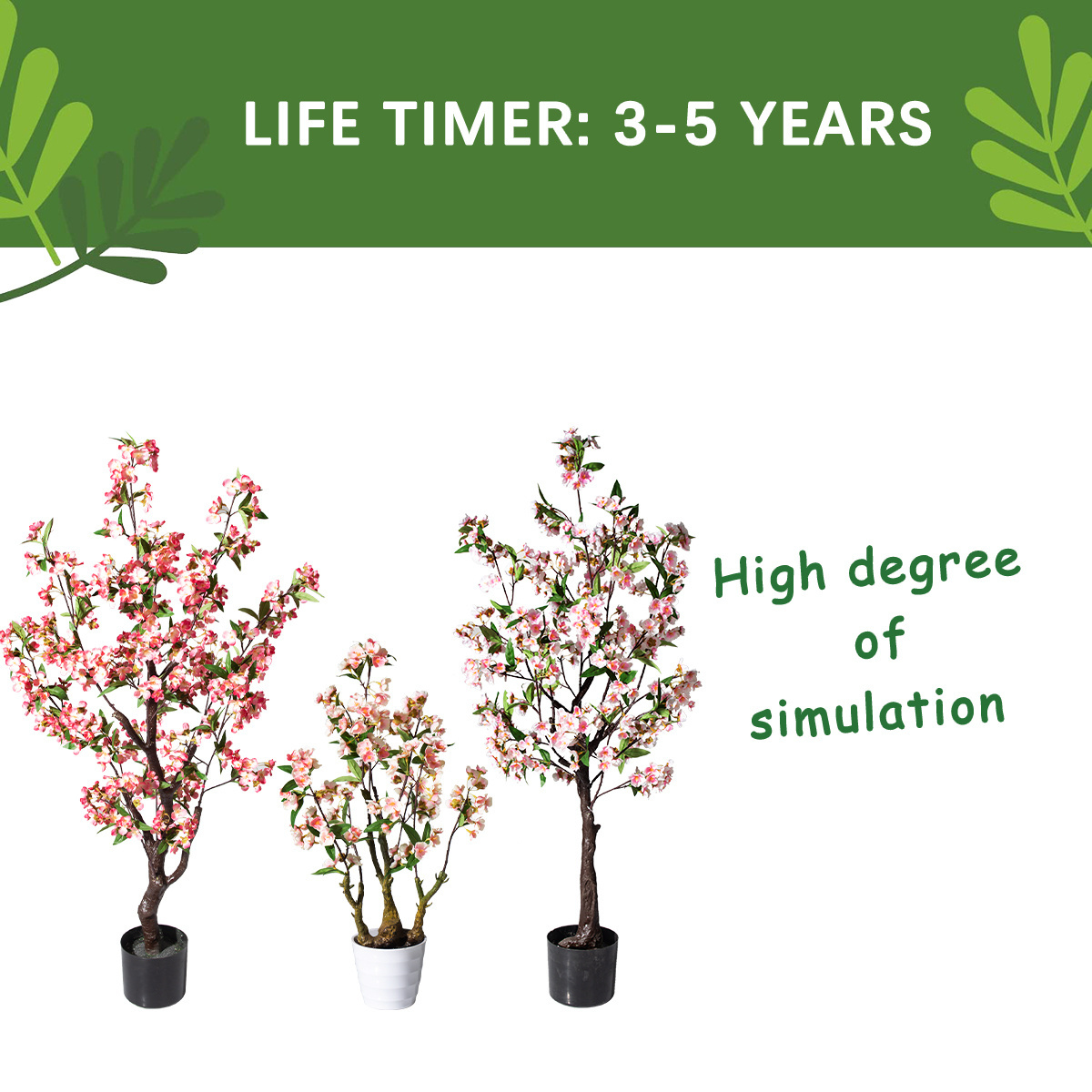 PZ-4-79/PZ-4-80/PZ-4-81 Vertical Garden Real Touch Silk Potted Plant Artificial Pink Flower Tree for House Living Room Decor