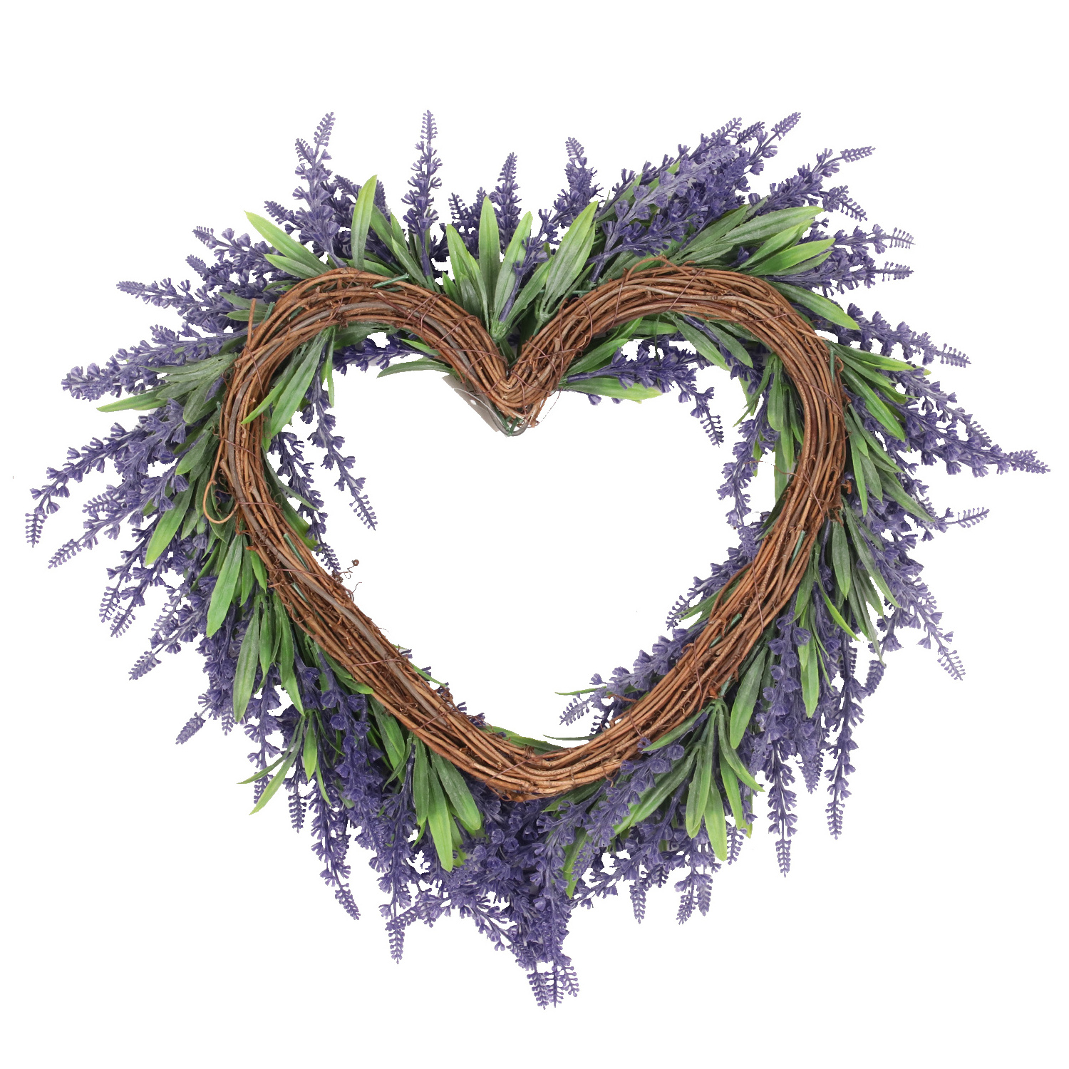 H-12 Home Wedding Decoration Hanging Wall Faux Shaped Purple Lavender Artificial Flower Heart Wreath