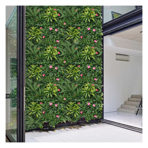 Pq24 New Product Faux Foliage Panels Artificial Green Grass Boxwood Hedge Plant Wall for Garden Decoration