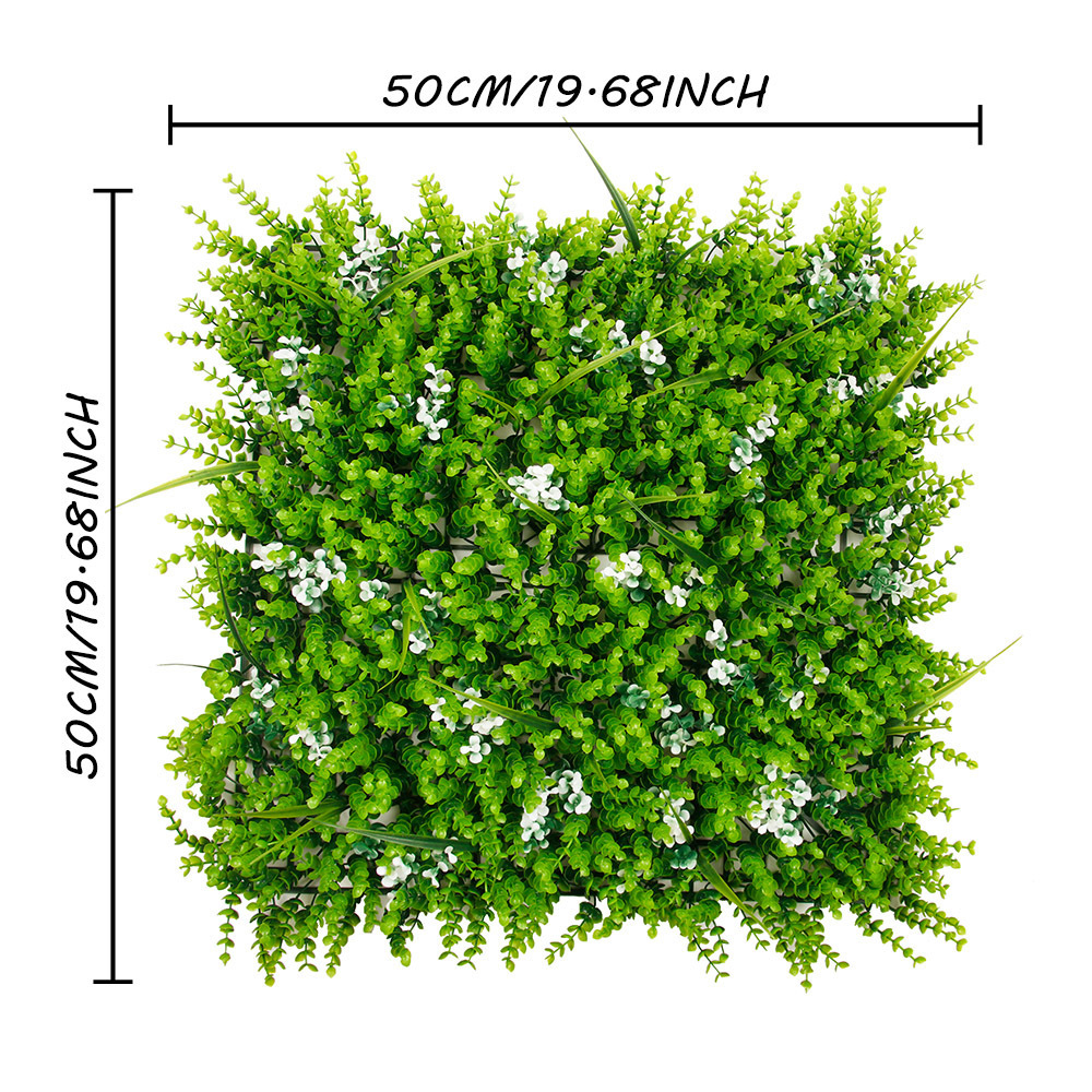 P45 Anti-uv Faux Greenery Plastic Leaf Panel Artificial Boxwood Hedge Green Grass for Vertical Garden Wall Decor