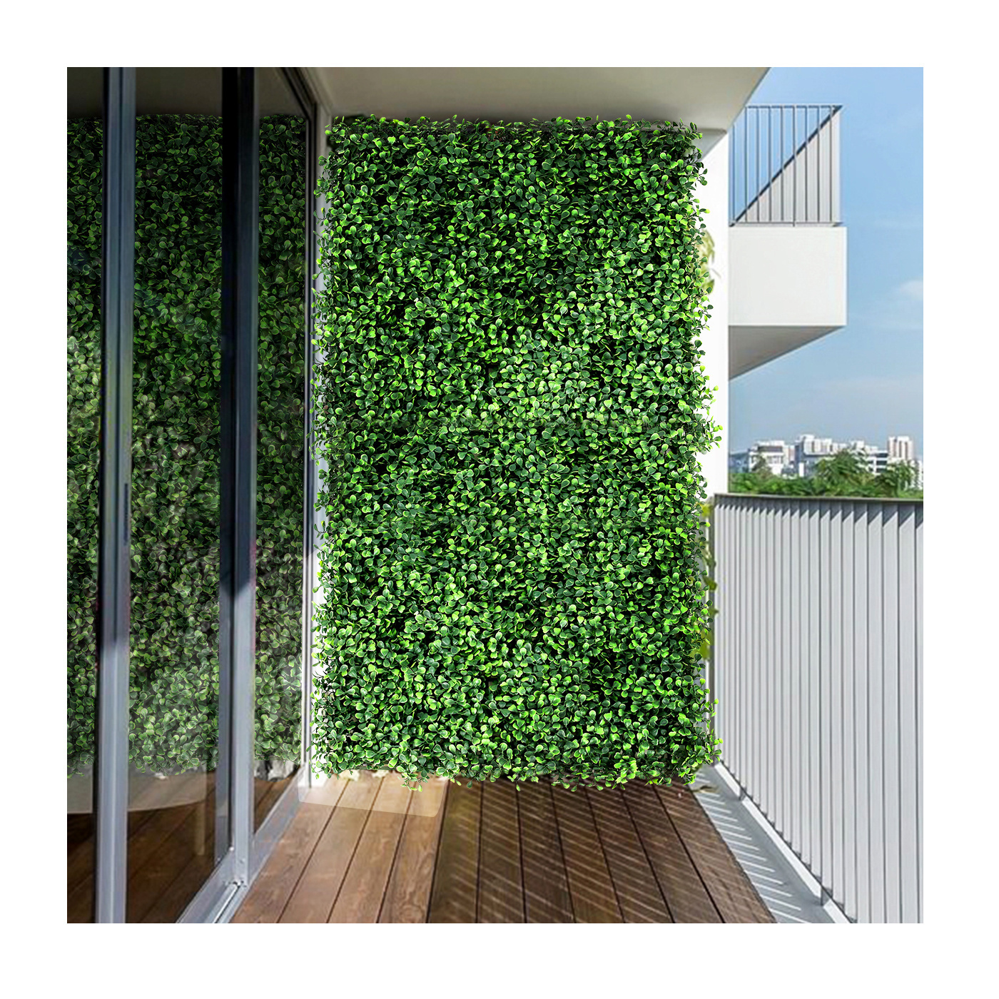 P4 Garden Supplies Vertical Plants Plastic Panel Milan Hedge Boxwood Artificial Green Grass Wall