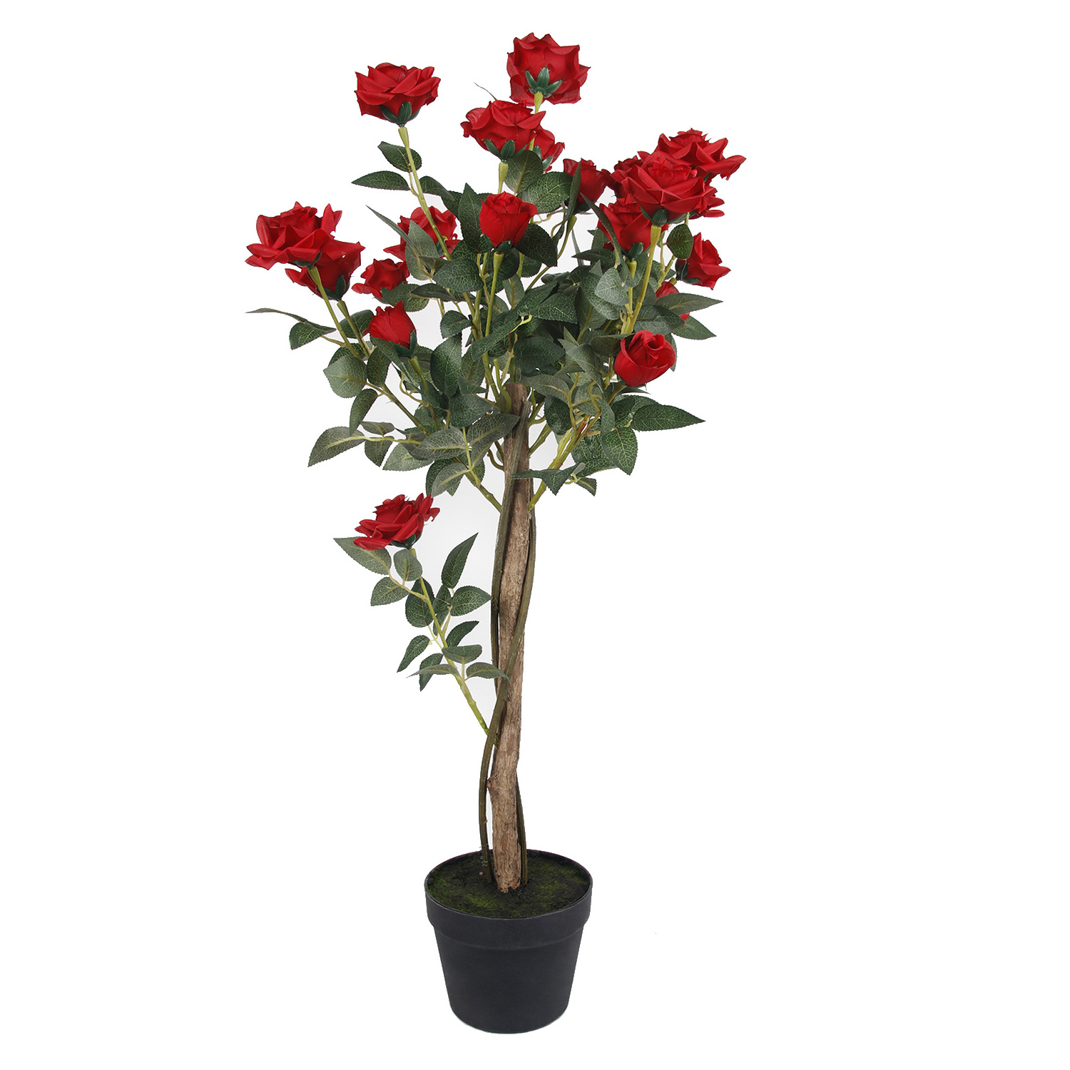 PZ-63-172 Plastic Bonsai Flower Camellia Green Plant Artificial Rose Tree With Pot for Home Decor