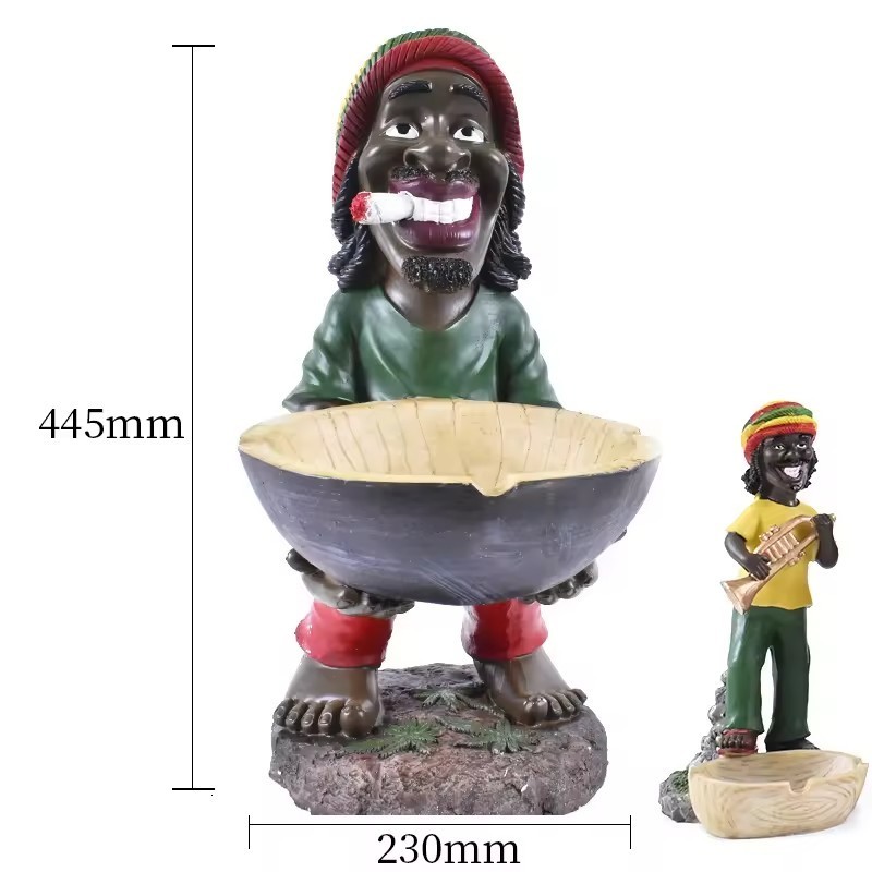 Wholesale Luxury Jamaican Beach Rasta stand Souvenir Man Smoking Fancy Unique King Size Resin Ashtray