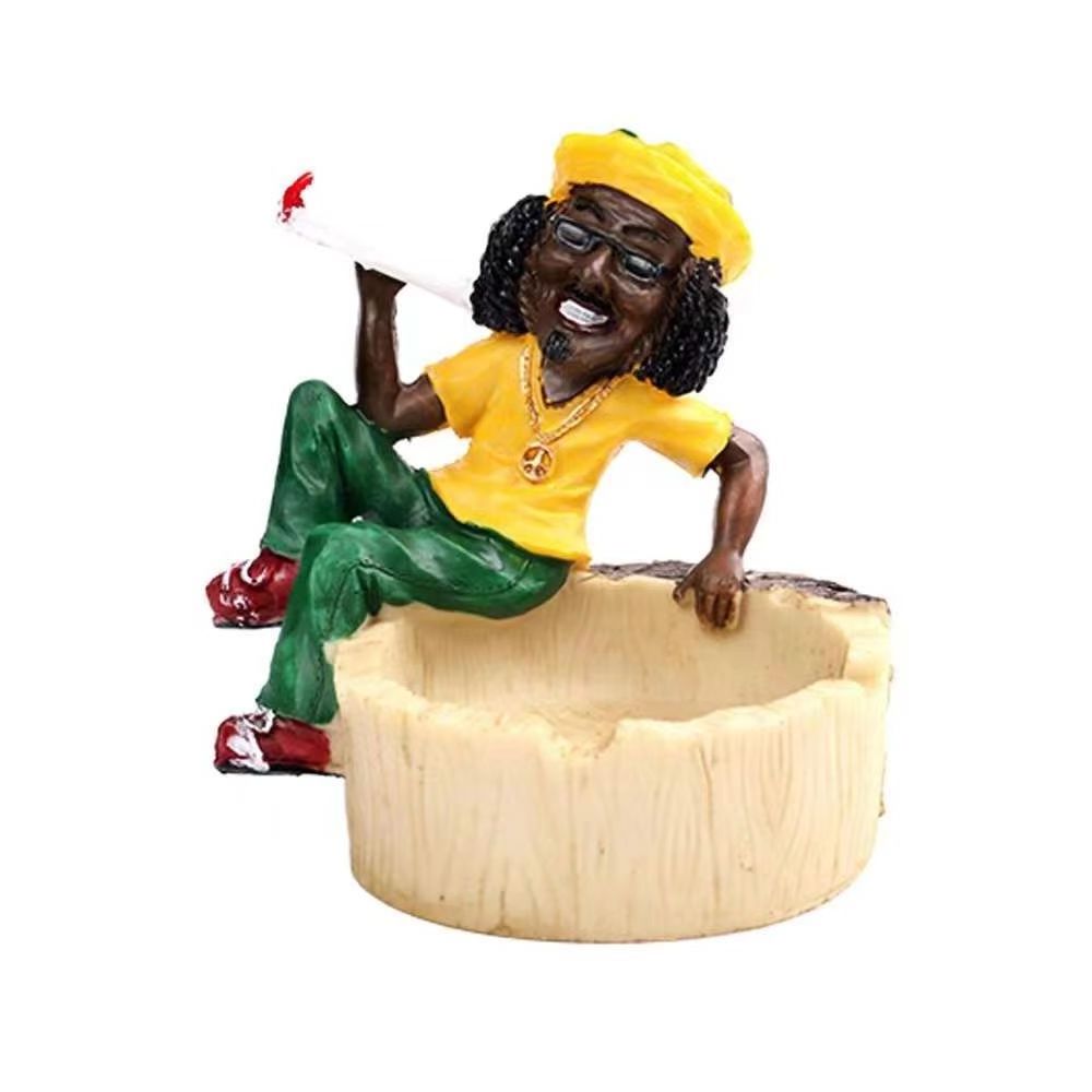 Wholesale Super Large Outdoor Stand Resin Bob Ashtray Resin Rasta Jamaican Big Resin Ashtrays