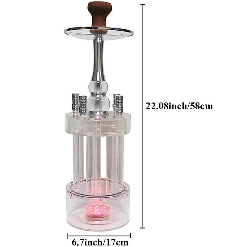 Wholesale 4 Hose Led Light New Electric Acrylic Shisha Hookah Set Creative Gatling Shape Large Arabian  Hookah With Light