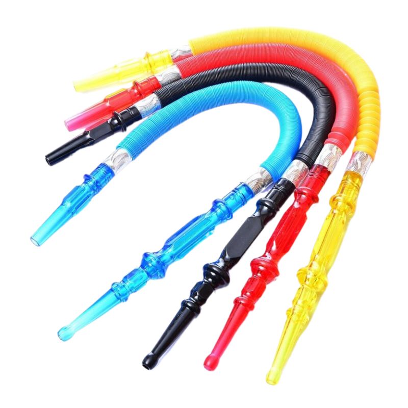 Hot Selling Colorfully Plastic Material  Metal Handle Shisha Water Acrylic Disposable Hookah Hose