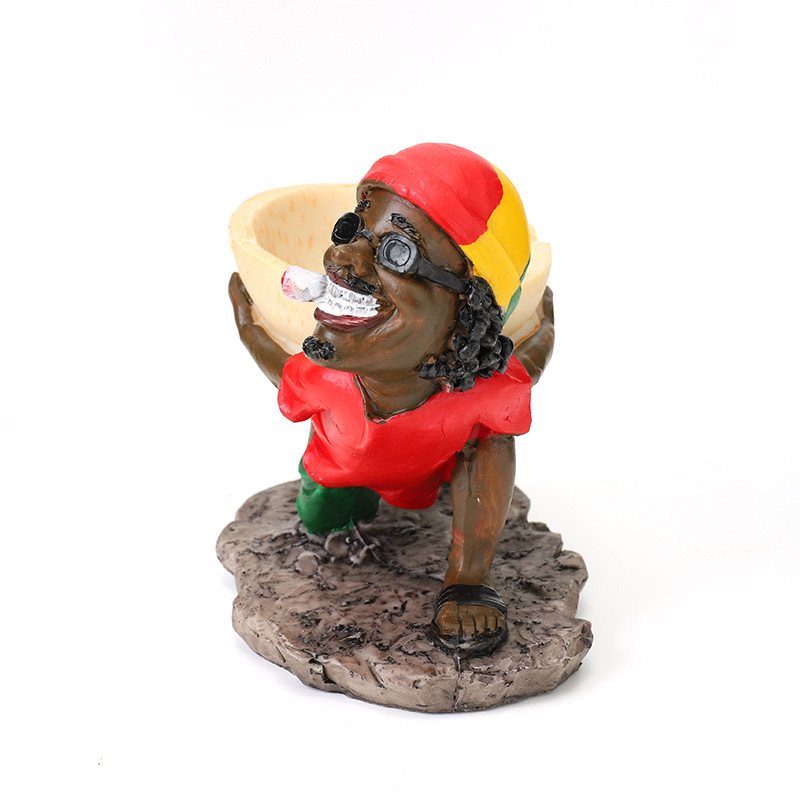 2023 Hot Wholesale Super Large Outdoor Stand Resin Ashtray Resin Rasta Jamaican Big Bob Ashtrays