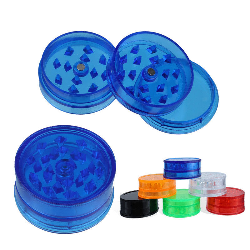 Wholesale Round Shape Custom Plastic Herb Grinder 3 Parts Tobacco Spice Dry Acrylic Bio Plastic Grinders Herb Custom Logo