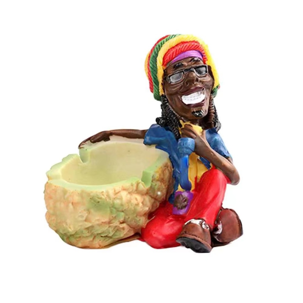 Wholesale Super Large Outdoor Stand Resin Bob Ashtray Resin Rasta Jamaican Big Resin Ashtrays