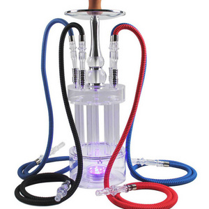 Wholesale 4 Hose Led Light New Electric Acrylic Shisha Hookah Set Creative Gatling Shape Large Arabian  Hookah With Light