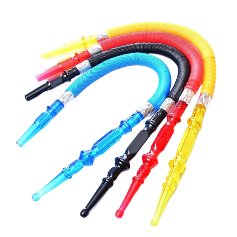 Hot Selling Colorfully Plastic Material  Metal Handle Shisha Water Acrylic Disposable Hookah Hose