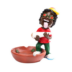 Wholesale Super Large Outdoor Stand Resin Bob Ashtray Resin Rasta Jamaican Big Resin Ashtrays