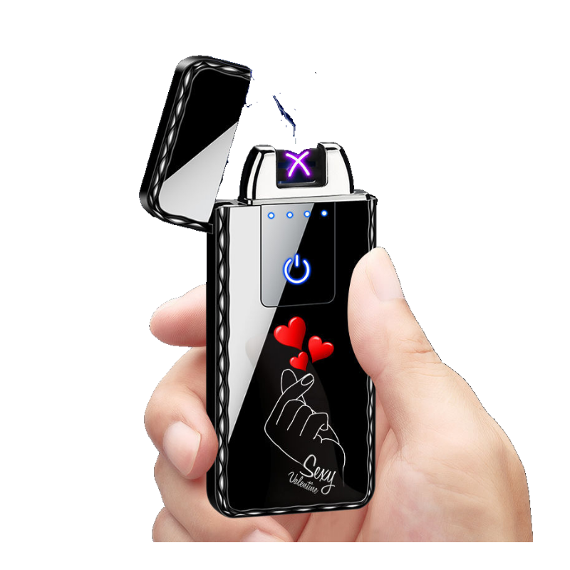 New USB Rechargeable Lighter Touch Screen Electronic Cigarette Lighters Windproof Dual Arc Lighter