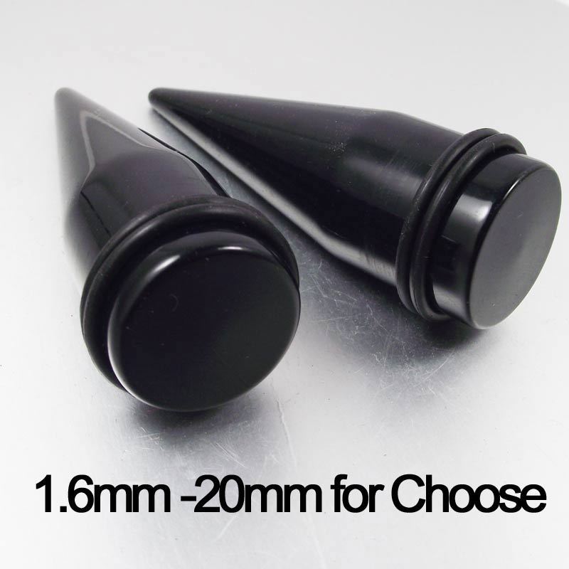 2Pieces Big Size Black Ear Expander Ear Taper Stretchers Ear Plugs UV Body Piercing Jewelry