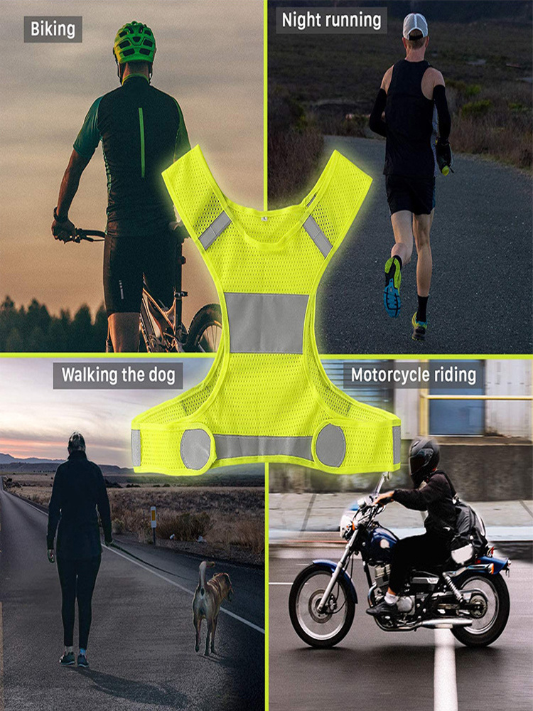 Adjustable Night Running Hiking Cycling Bicycle Reflective Riding Safety mesh reflective tabard Sports Security Vest With Logo