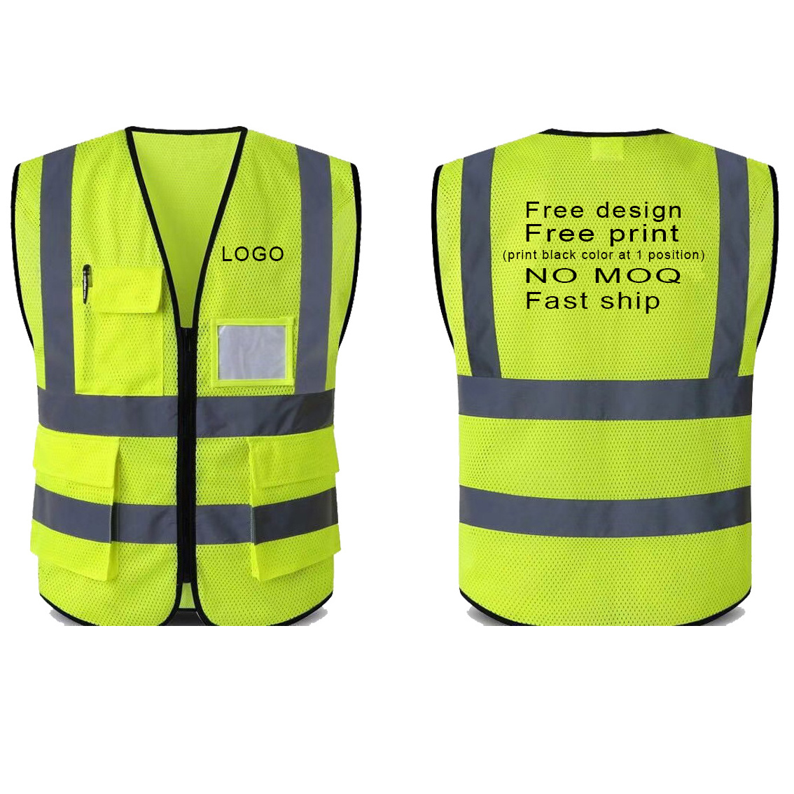 Reflective Vest Jacket Strip Mesh Fabric Construction Security Safety Vest Reflective Clothing ,Reflector Safety Reflective Vest