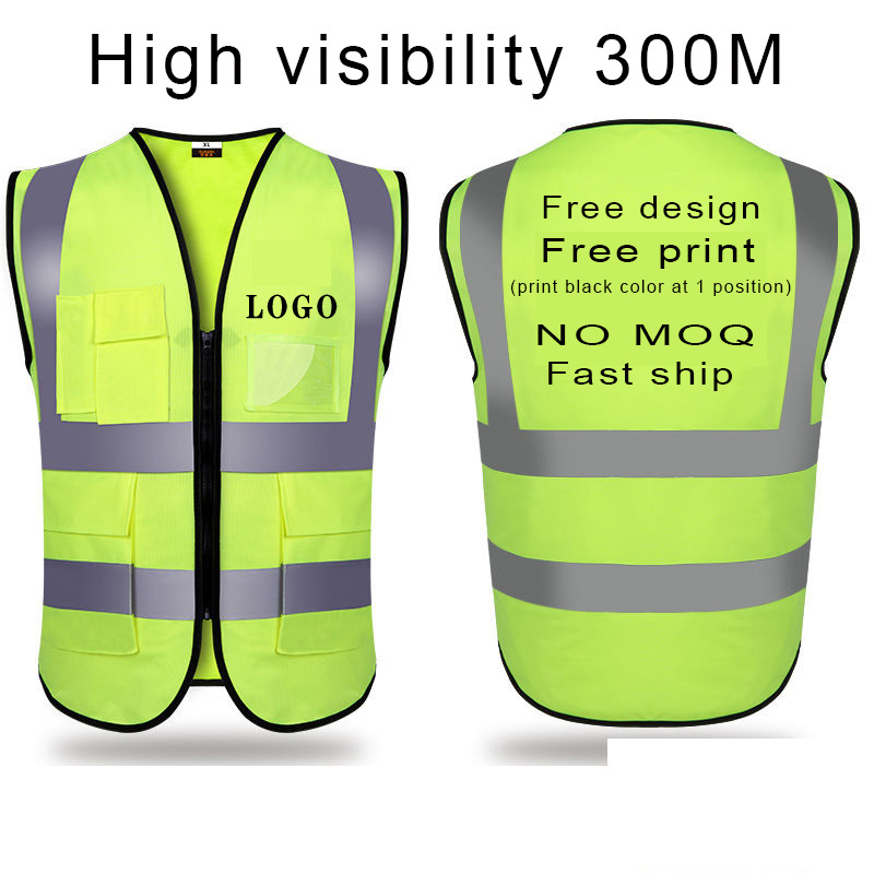 Customized multi-pocket reflective safety clothing construction vest hi vis reflective vest traffic jacket safety vest