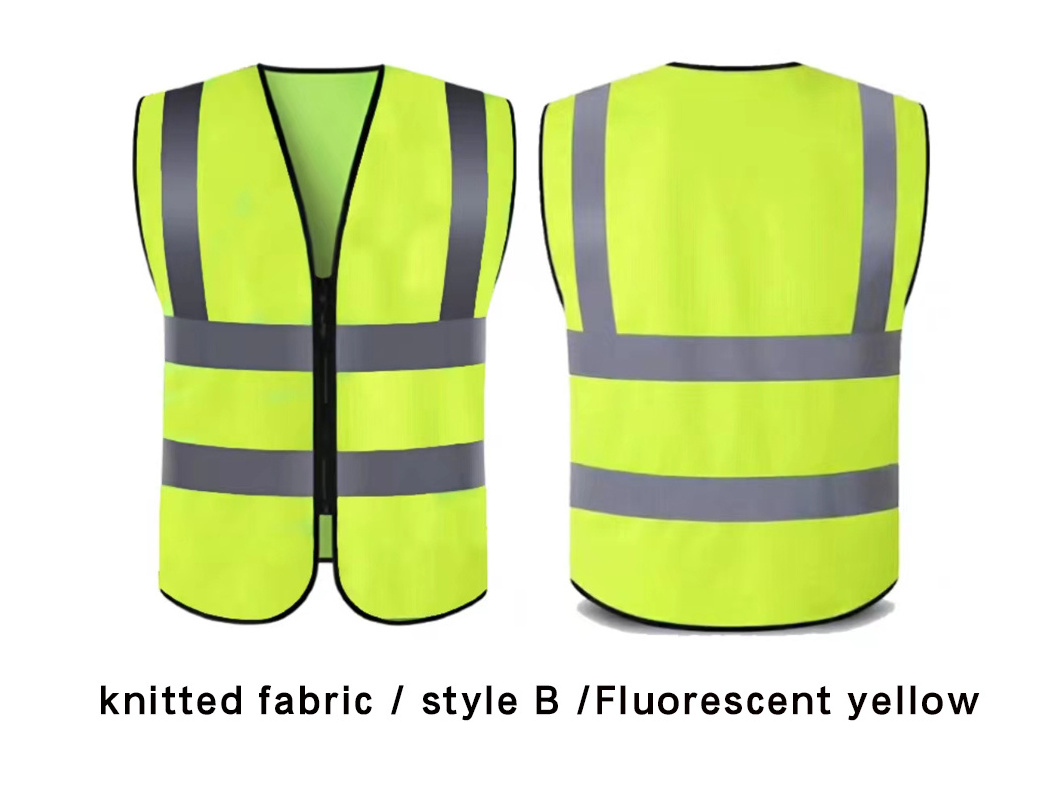 Custom Logo Zipper Work High Visibility Reflective Strips Construction Traffic Vest Hi Viz Safety Vest with Pockets