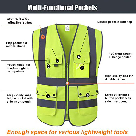 High Vis Jacket Reflective Safety Vest Construction Apparel Safety Clothing High Visibility Vest With Customized Logo